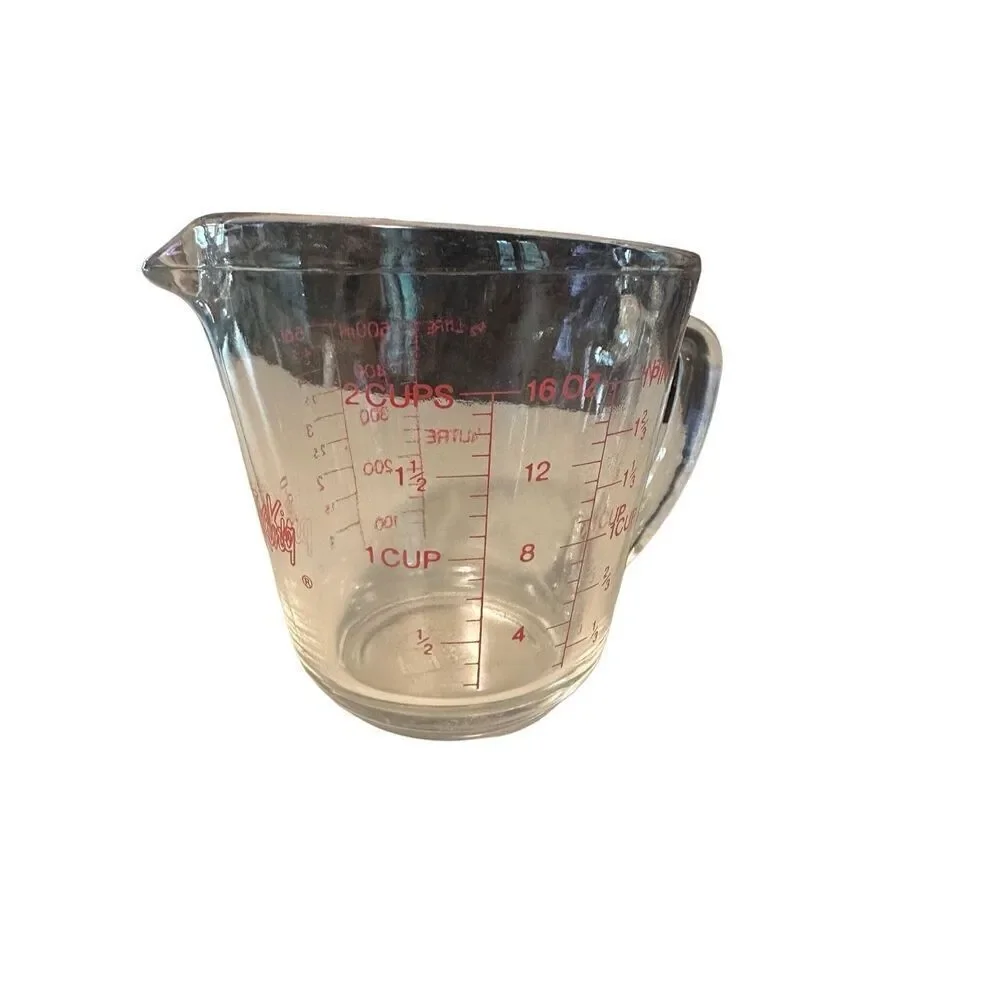 Vintage Anchor Hocking Fire King #498 2 Cup Glass Measuring Cup D Handle USA